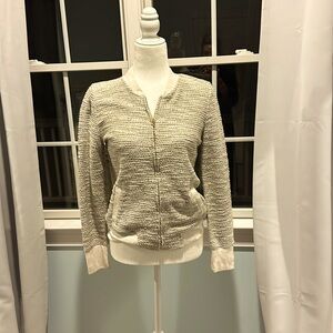 Lucky Brand zip sweater with silver thread accent
